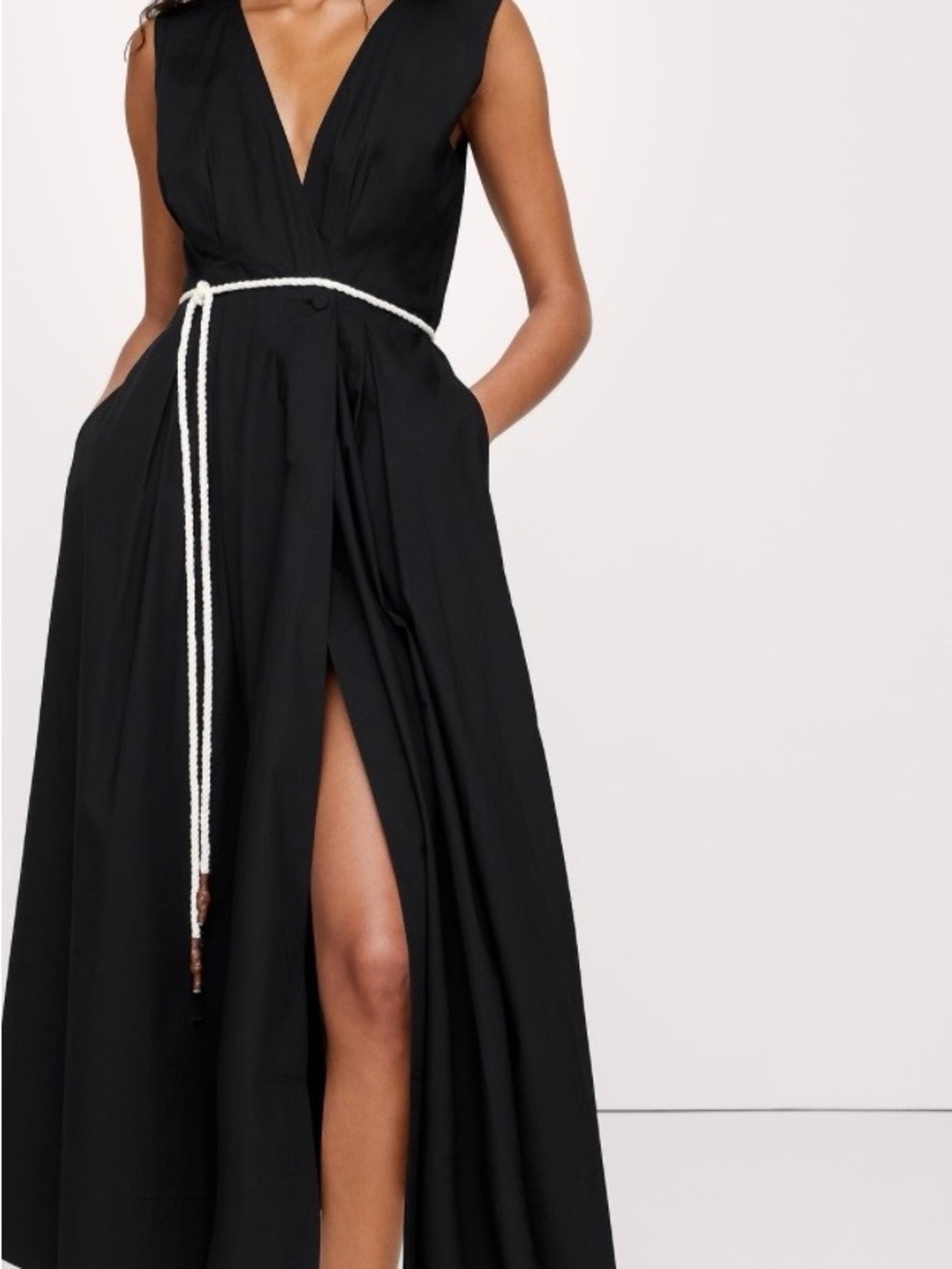 Banana Republic Black Maxi Dress with White Rope Belt